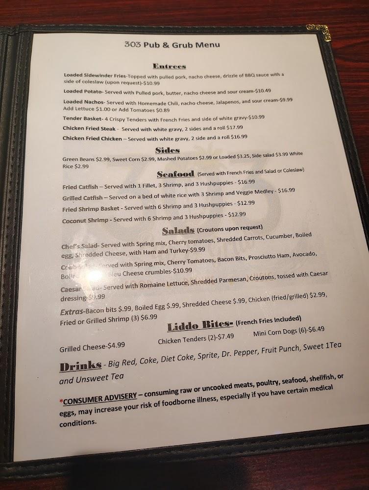 303 Pub & Grub Menu image 1
