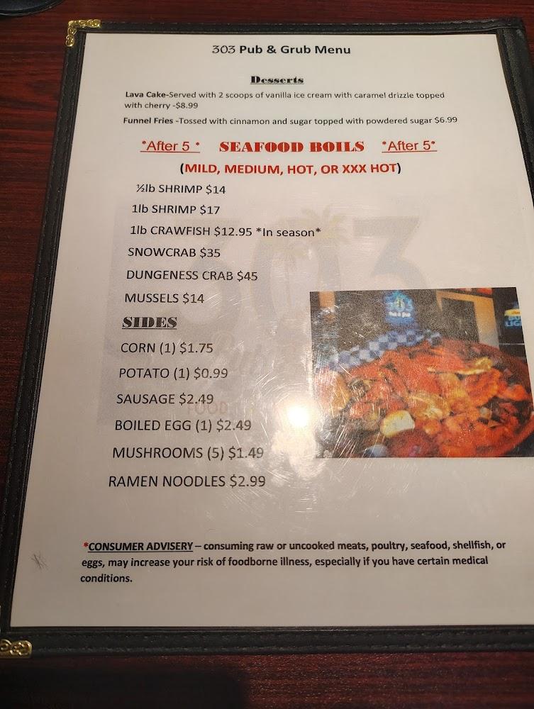 303 Pub & Grub Menu image 3